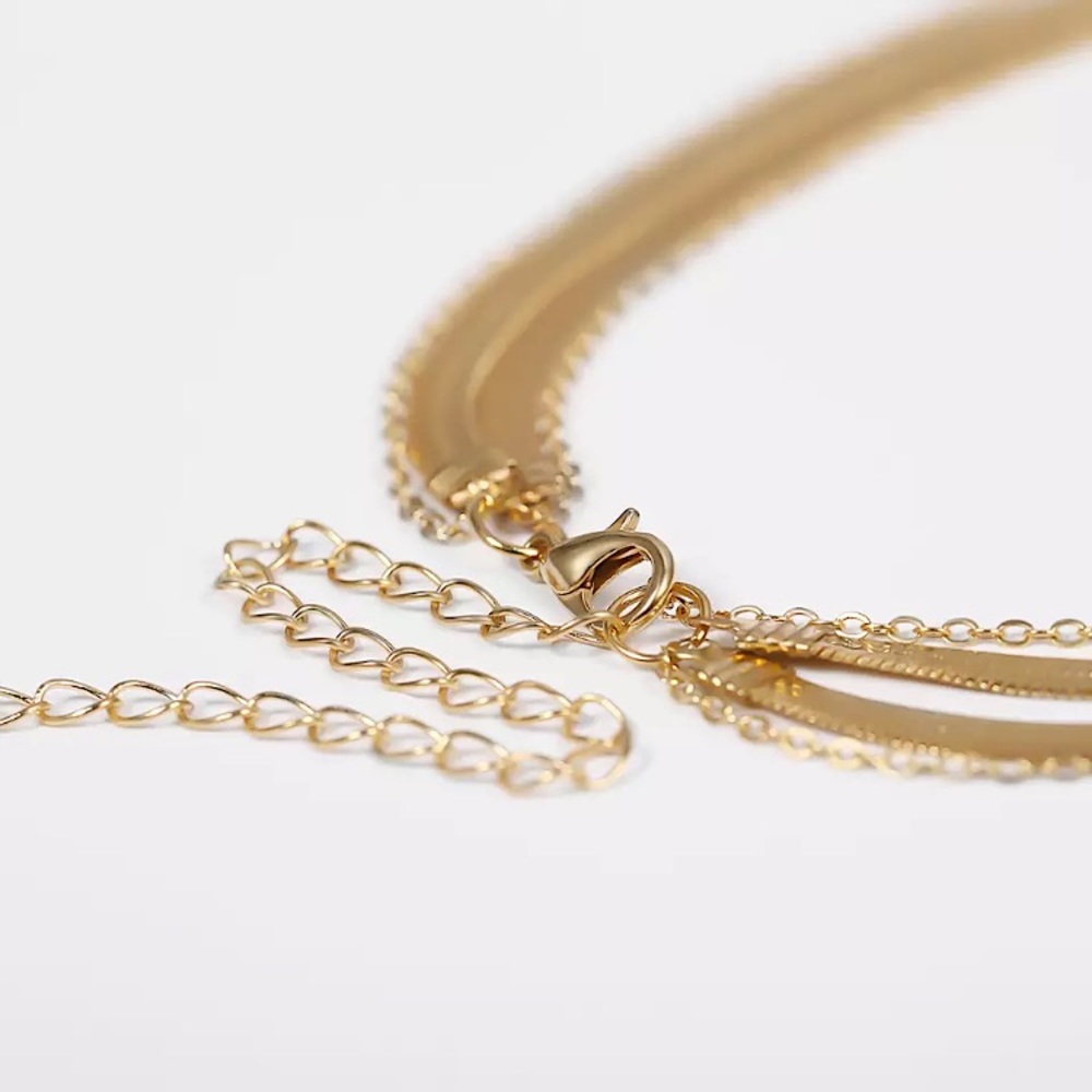 ⚜️[𝟯/$𝟭𝟴]⚜️NEW 4 Layered Long Herringbone Chain Necklace - Picture 11 of 14